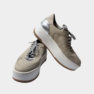 P448 Women’s The Empire Neutral’s Beige Nubuck Leather Platform Sneaker Size 39